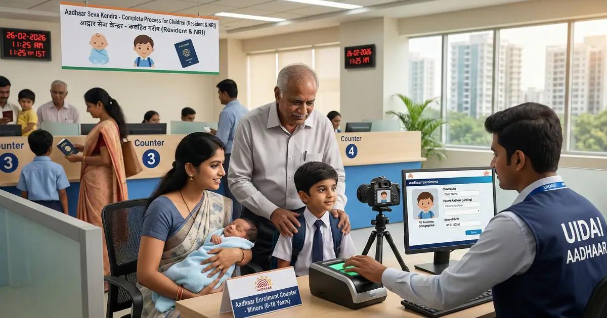 Featured image for "Aadhaar Card for Newborn & Minor (0–18 Years): Complete Enrolment Procedure for Resident Indian & NRI Children"